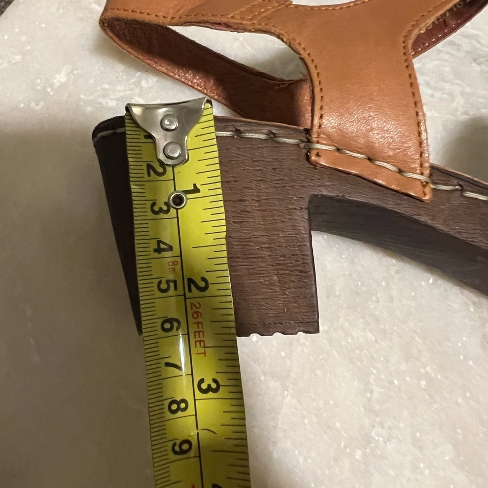 Walking Comfort brown leather sandals with wooden bottoms Size 40 - Picture 8 of 8
